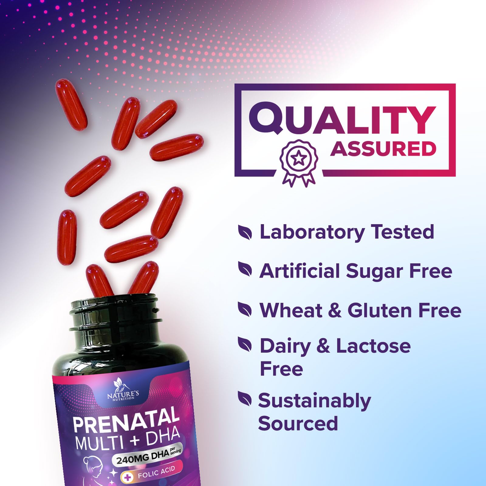 Nature's Nutrition softgel capsules close-up showing capsule texture