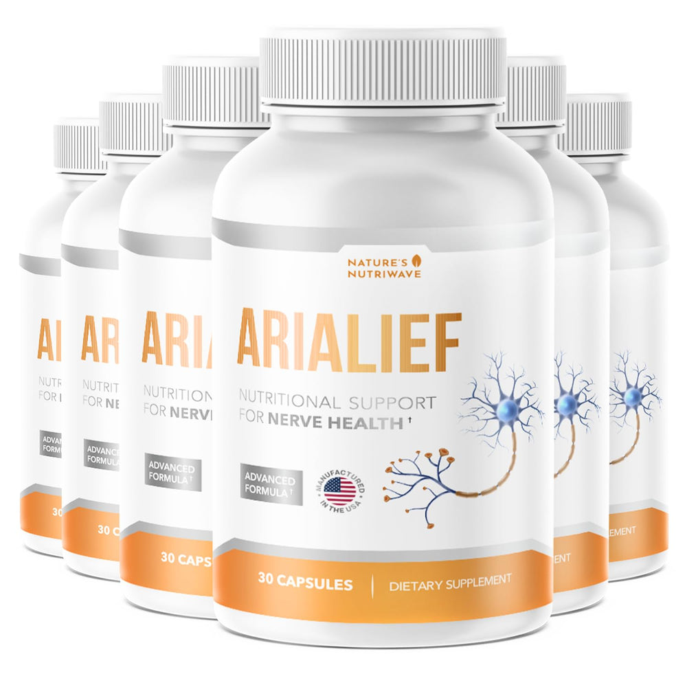 Nature’s NutriWave Arialief bottle pour shows easy daily use for overall wellness