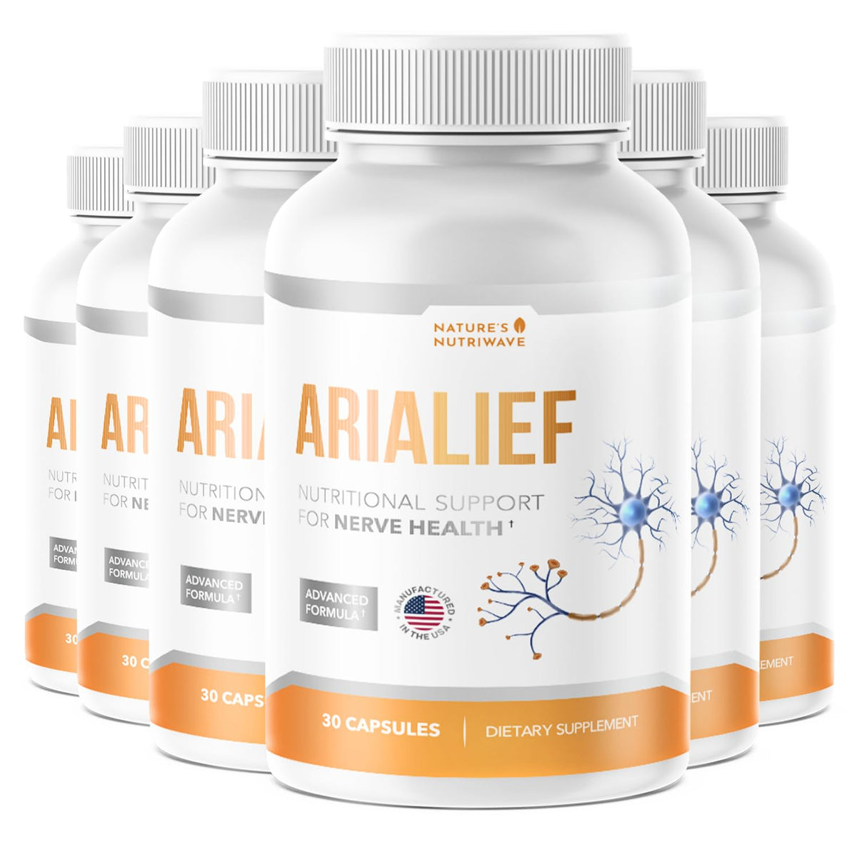 Nature’s NutriWave Arialief bottle pour shows easy daily use for overall wellness