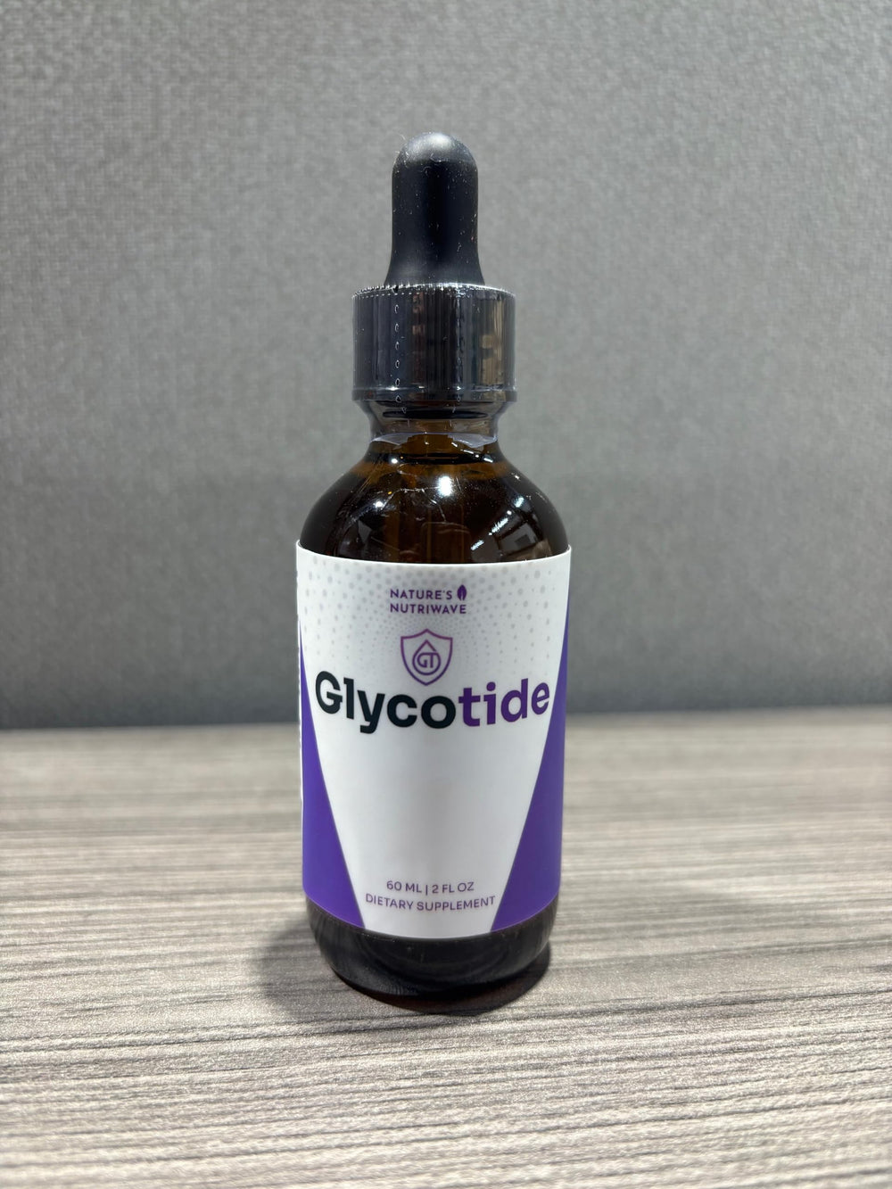 Glycotide bottle with GMP-certified USA production label for trust.