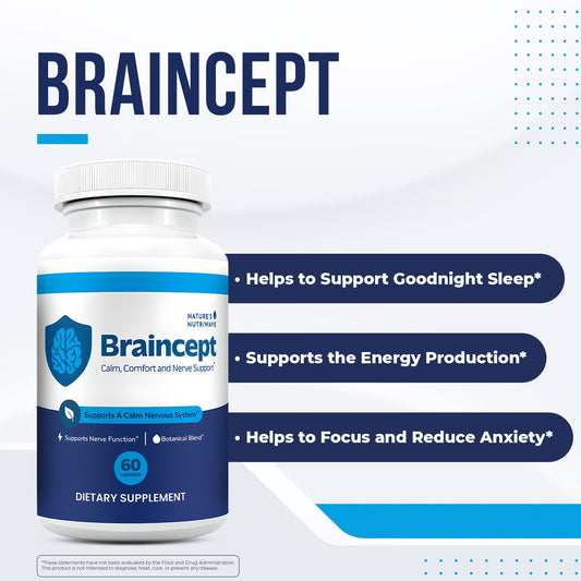 Braincept capsule close-up highlighting vegetarian formula for daily use.