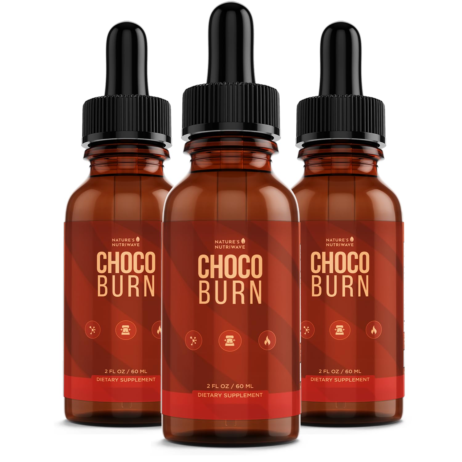 Nature’s NutriWave Choco Burn bottle close-up for convenient daily use.