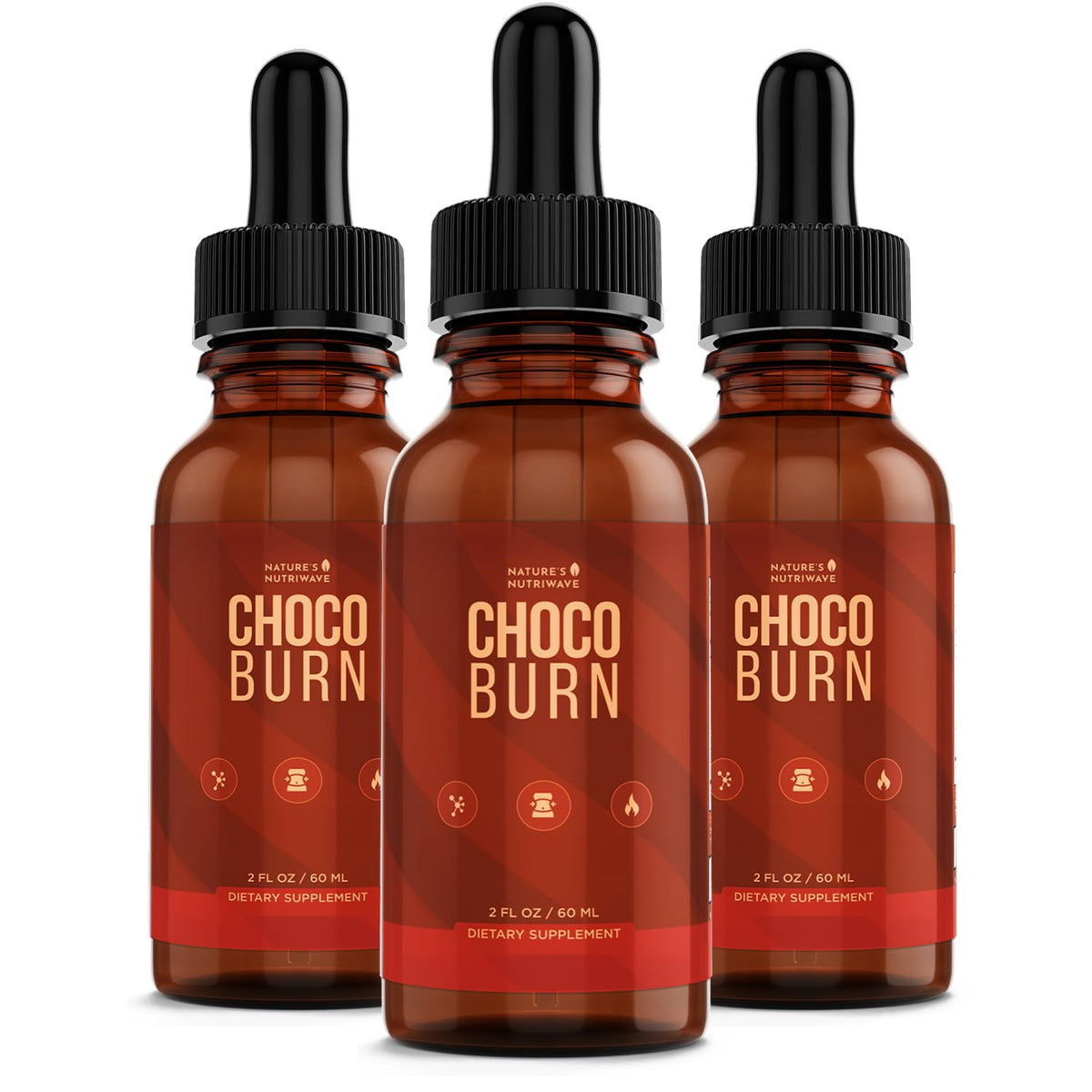 Nature’s NutriWave Choco Burn bottle close-up for convenient daily use.