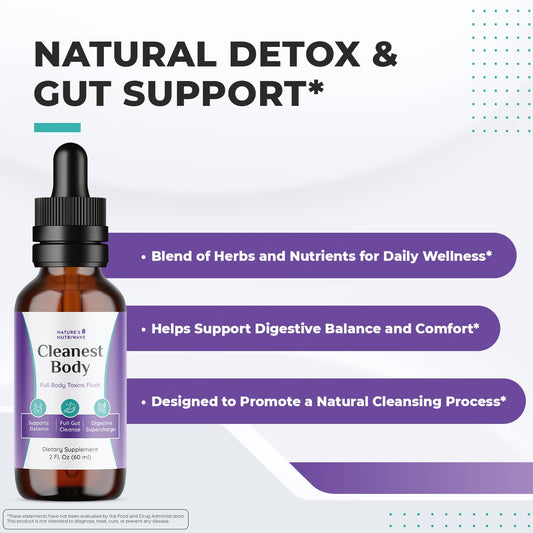 Nature's NutriWave Cleanest Body dropper enables precise, easy dosing at home.