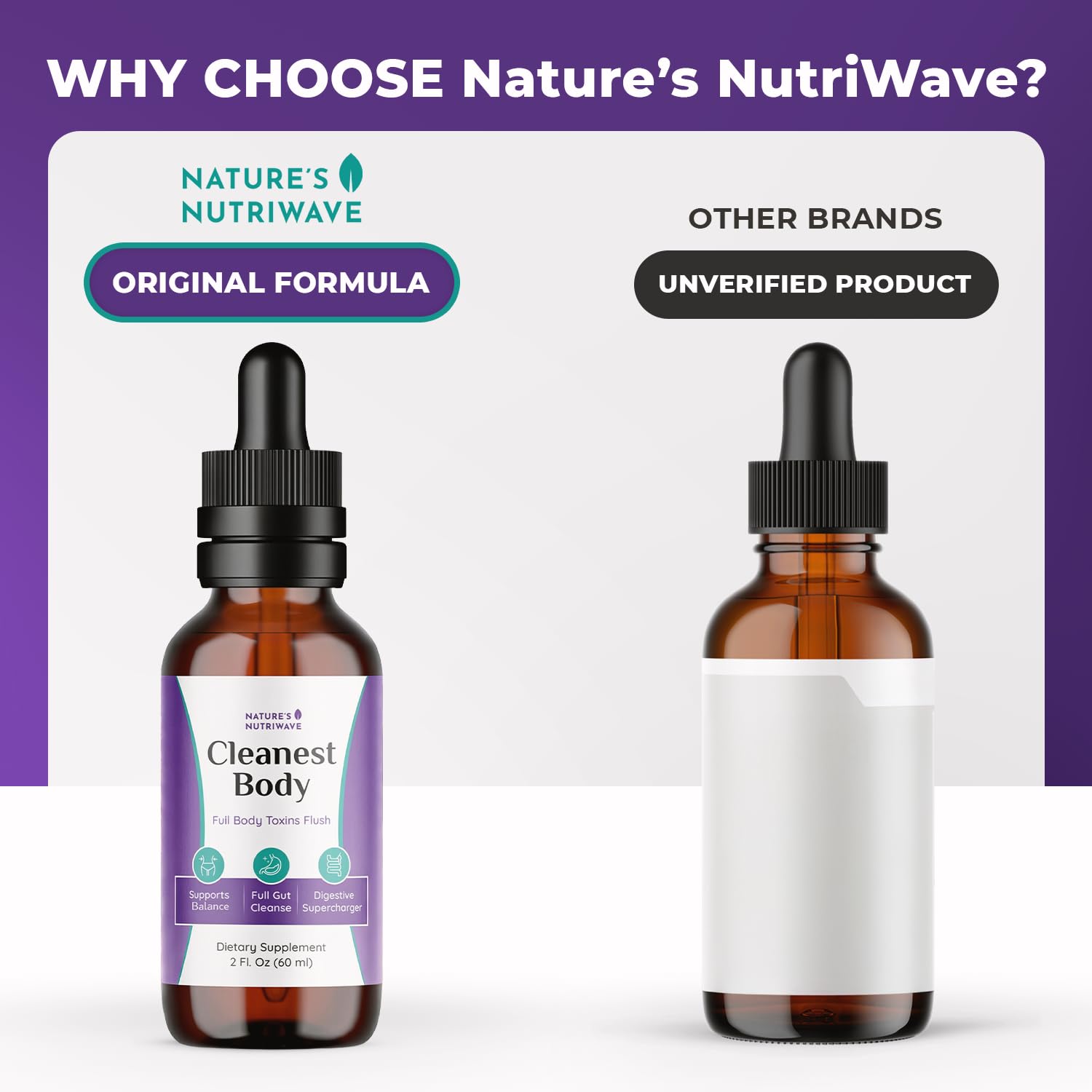 Nature's NutriWave Cleanest Body packaging, manufactured in USA in a GMP-certified facility.