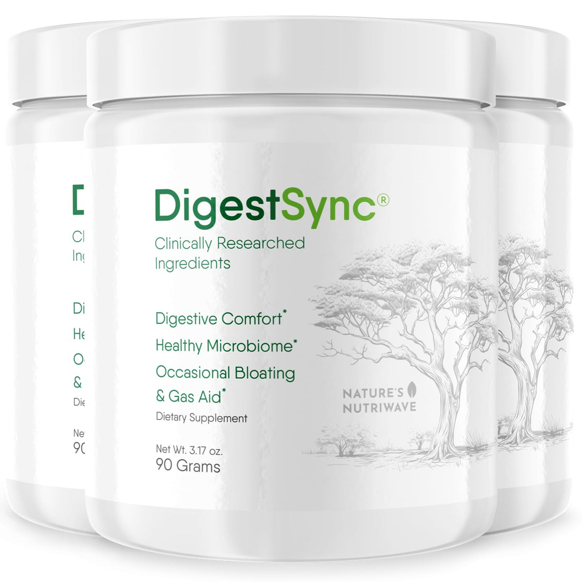 Nature’s NutriWave DigestSync bottle with scoop supports easy daily use.