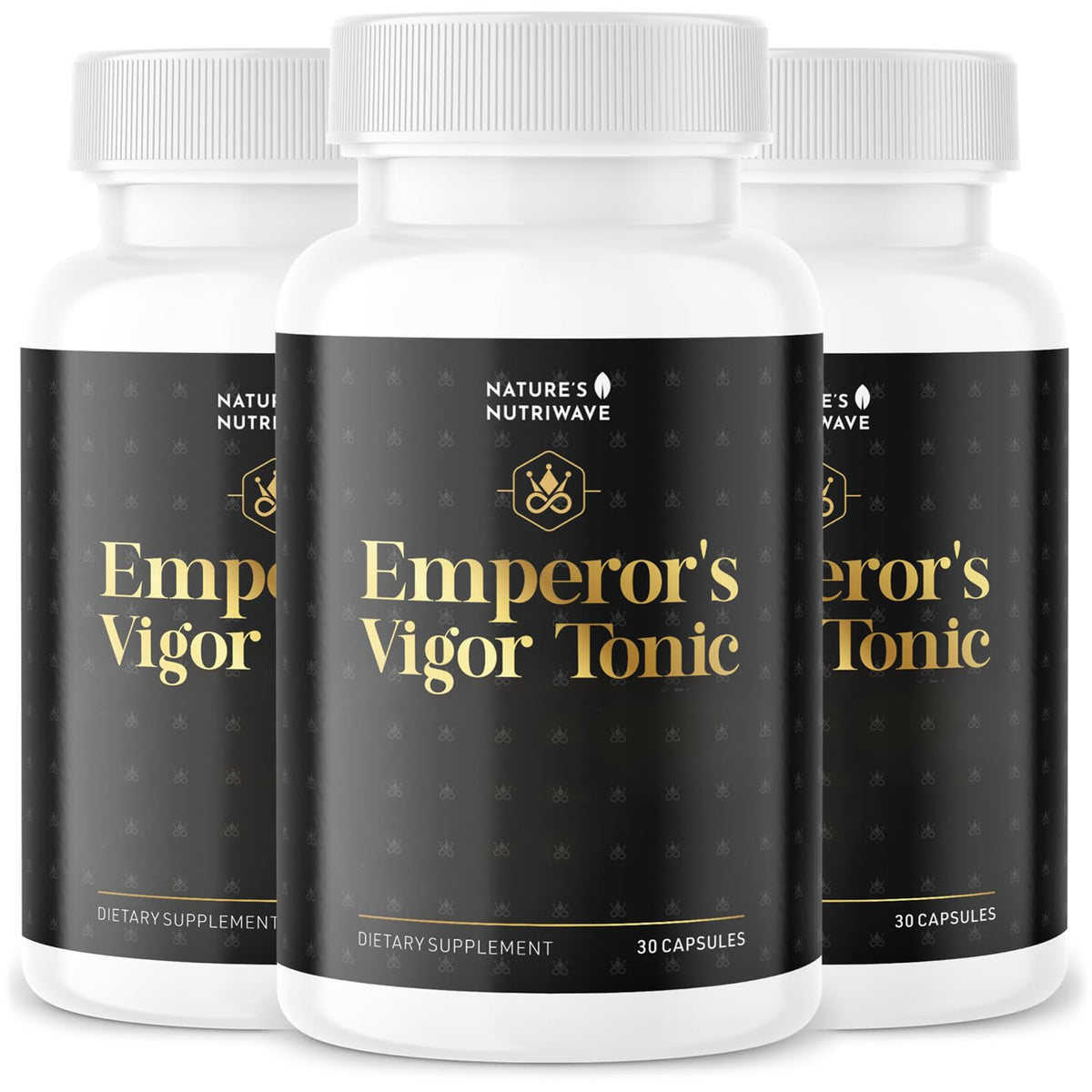Nature’s NutriWave Emperor’s Vigor Tonic bottle promoting daily vitality