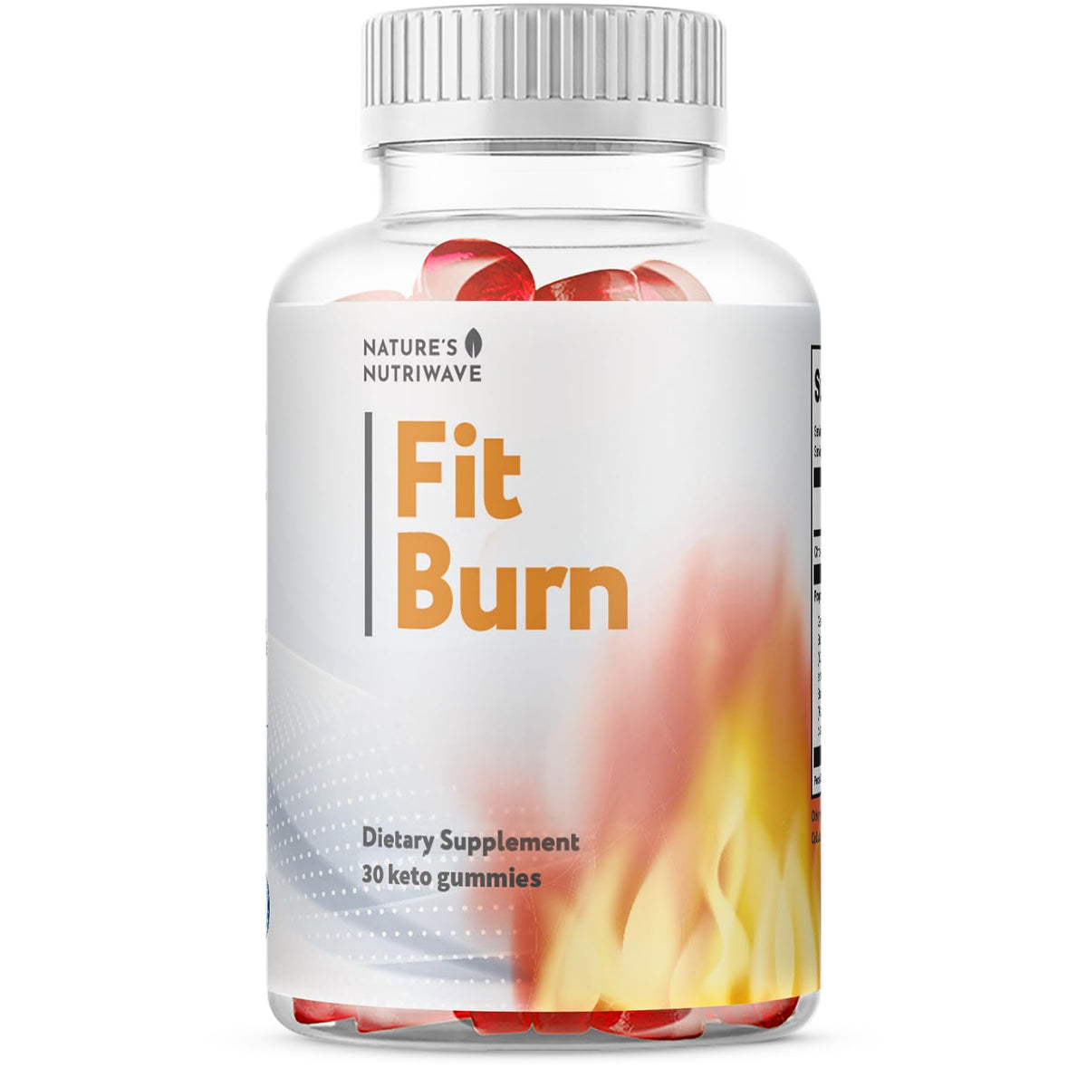 Nature’s NutriWave Fit Burn bottle showing convenient daily gummy format for on-the-go use