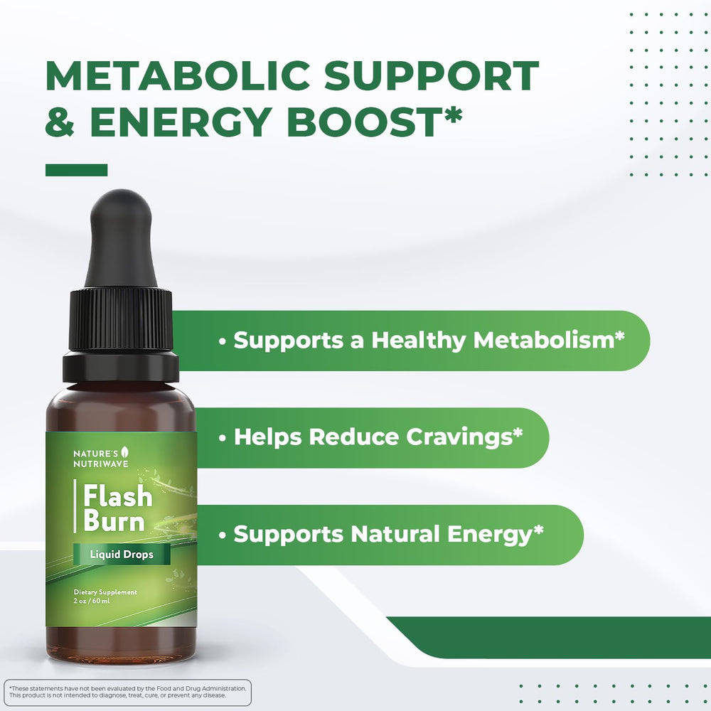 Nature’s NutriWave Flash Burn dropper showing precise dosing for consistent daily servings.