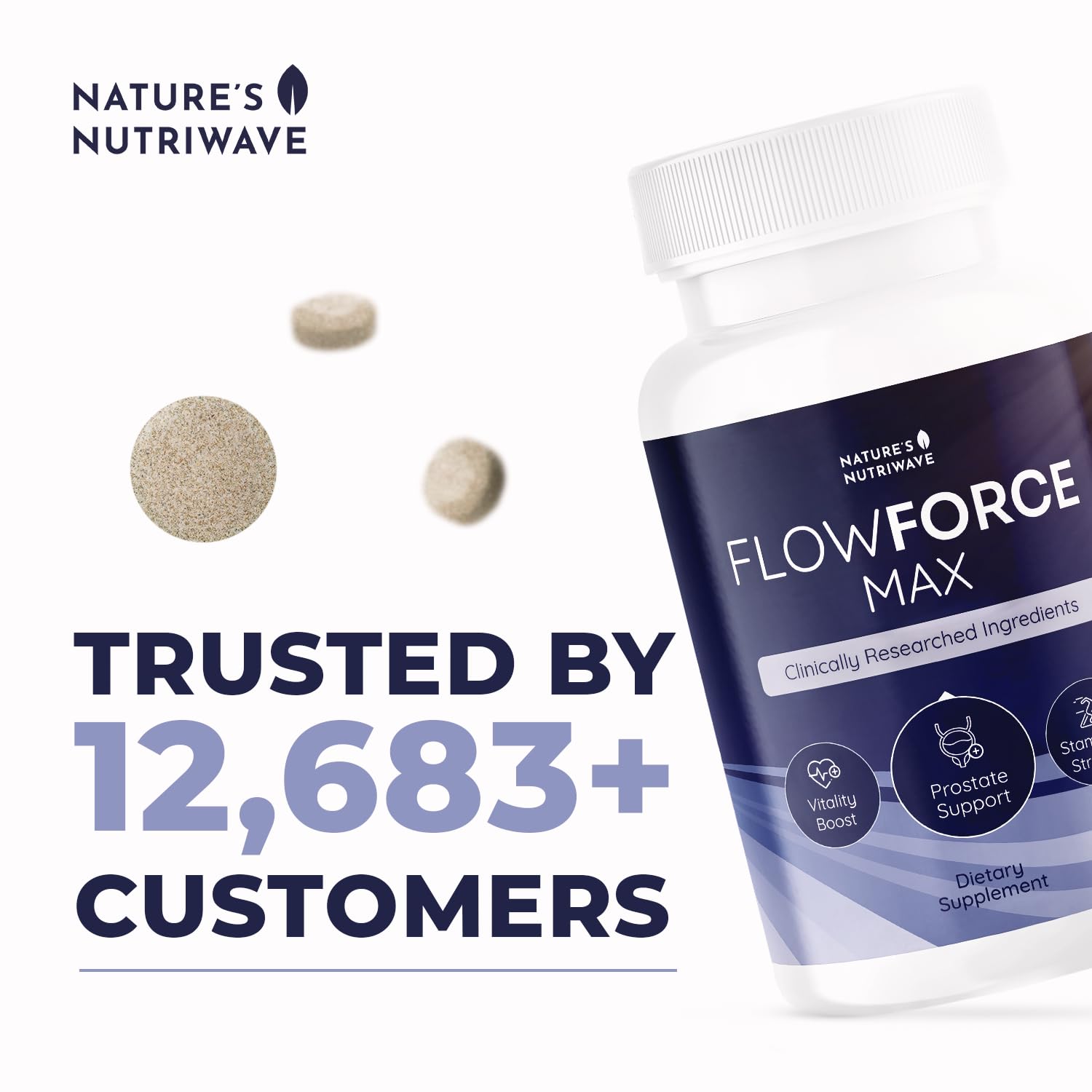 Tablet close-up reveals vanilla flavor and soft chew texture.
