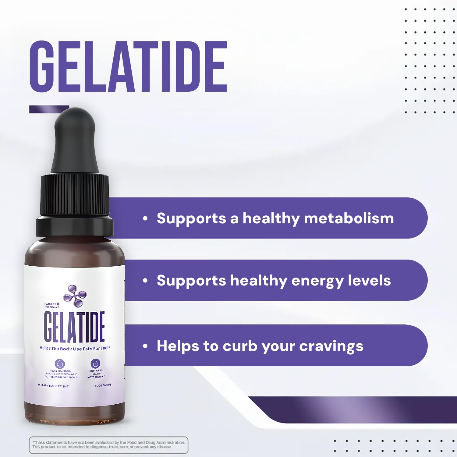 Gelatide dropper measuring the daily serving for easy dosing