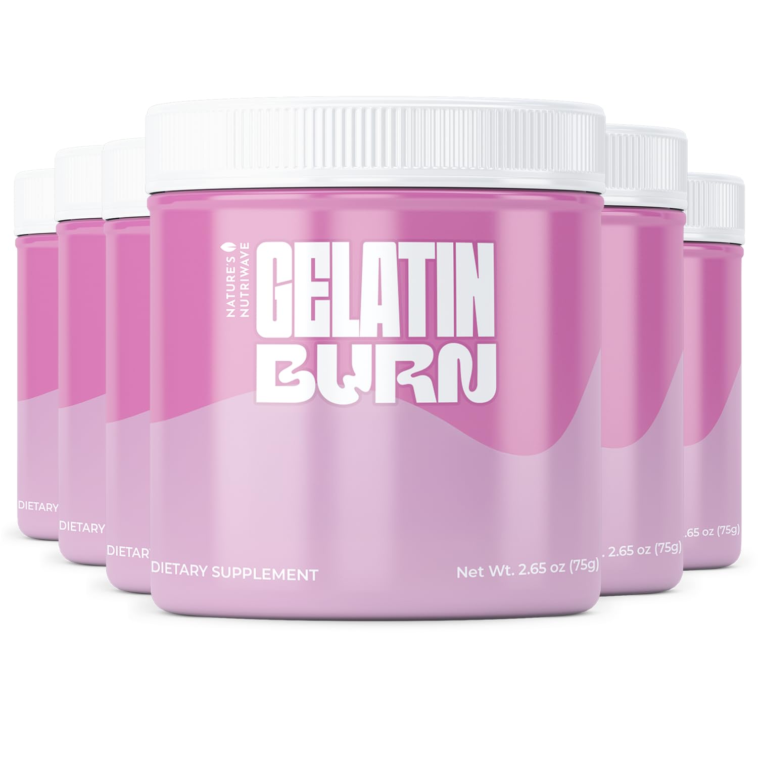 Nature’s NutriWave Gelatin Burn bottle pouring for a smooth, convenient daily wellness routine