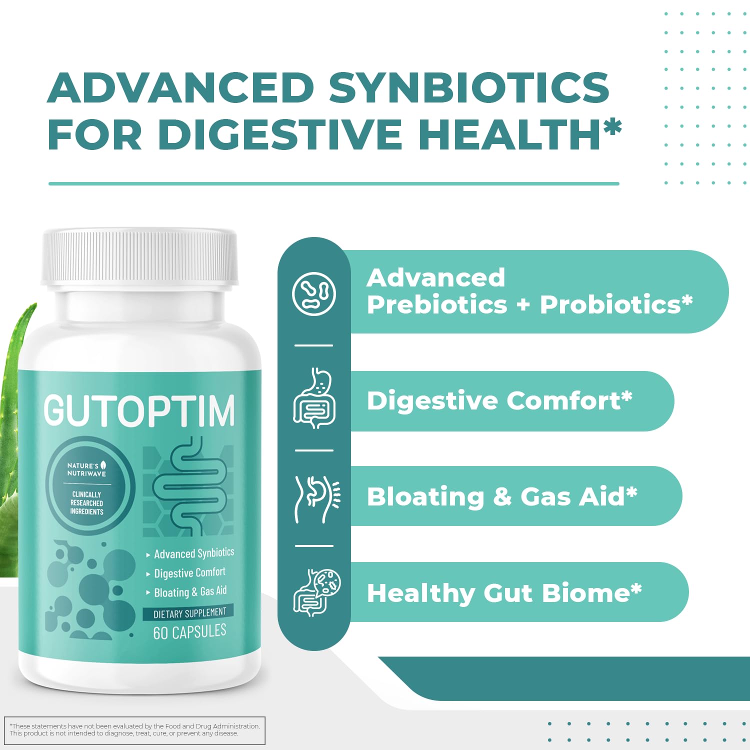Nature’s NutriWave GutOptim capsules close-up for convenient daily use