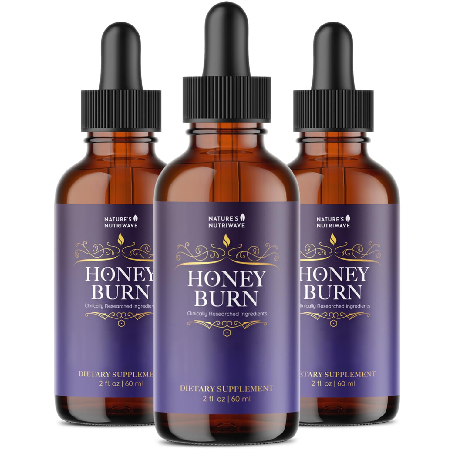 Nature’s NutriWave HoneyBurn Purple Honey bottle shown for daily wellness support