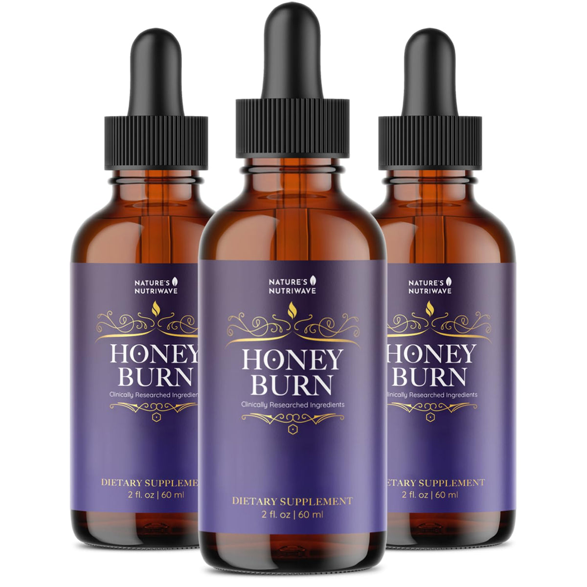 Nature’s NutriWave HoneyBurn Purple Honey bottle shown for daily wellness support