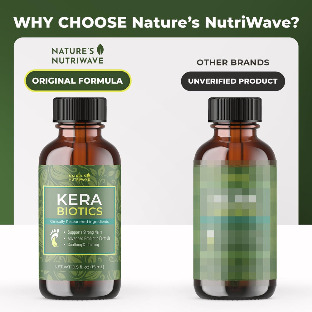 KeraBiotics nail-care close-up suggests conditioning benefits for natural-looking nails.