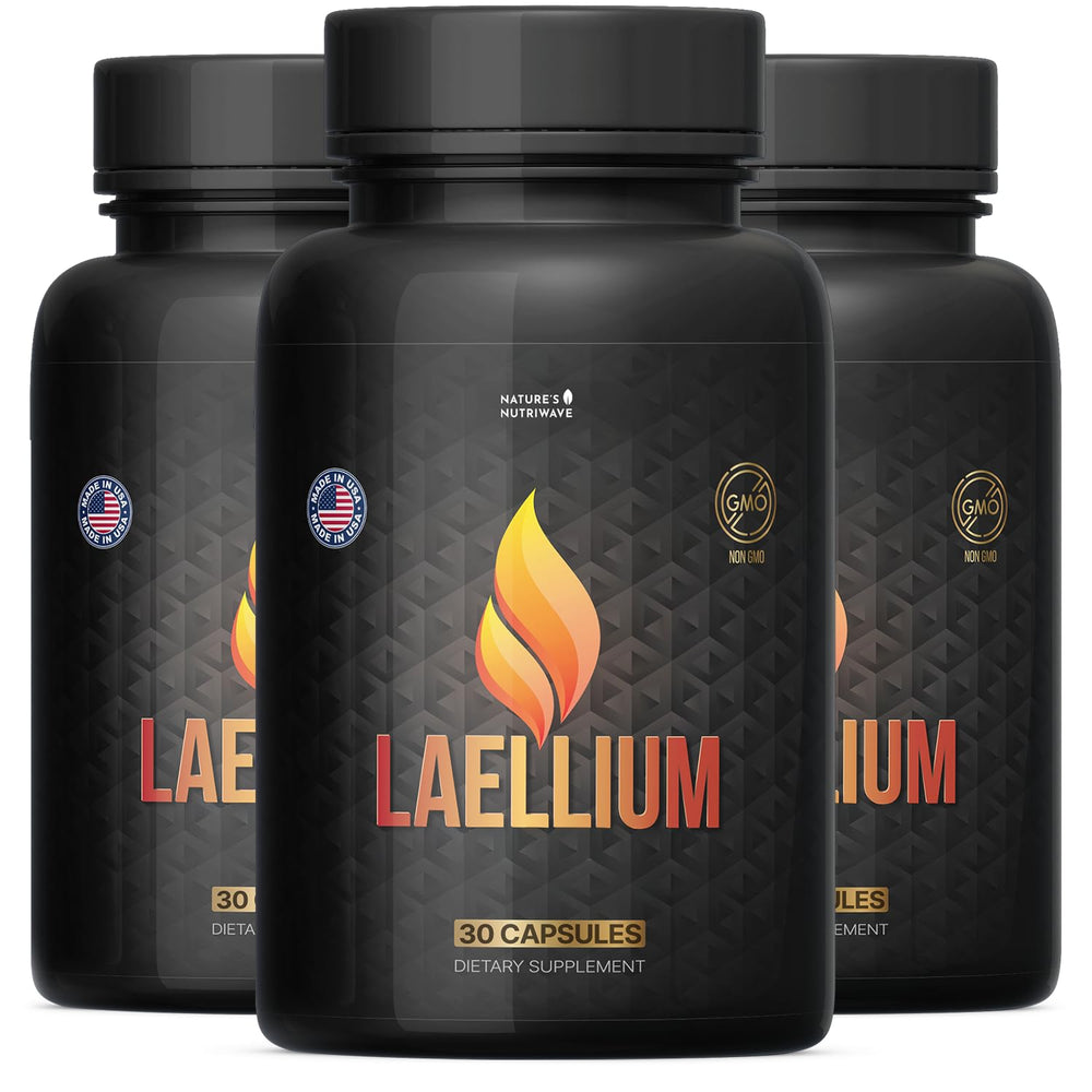 Nature's NutriWave Laellium bottle showing green tea and ginseng blend for daily wellness.