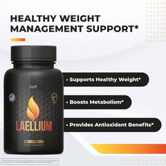 Laellium capsules close-up highlighting non-GMO, clean formula for daily use.