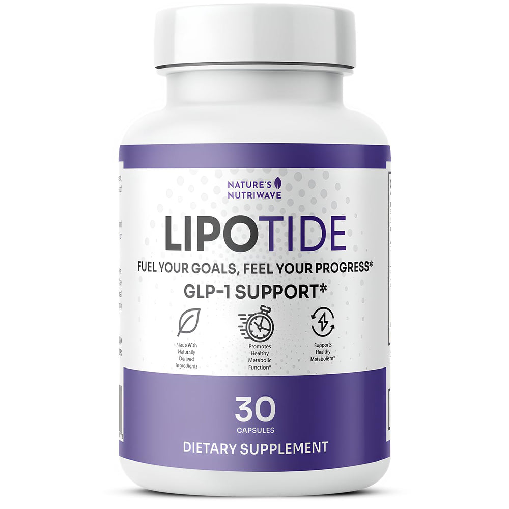 Nature’s NutriWave LipoTide bottle front for daily fiber and probiotic support.