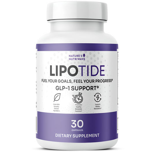 Nature’s NutriWave LipoTide bottle front for daily fiber and probiotic support.