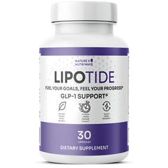 Nature’s NutriWave LipoTide bottle front for daily fiber and probiotic support.