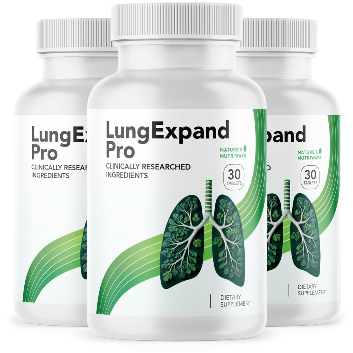 Nature’s NutriWave LungExpand Pro bottle close-up for daily calm and balance.