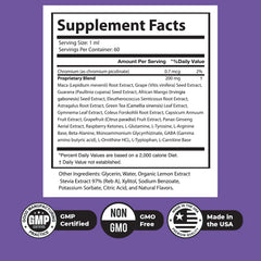 Close-up of maca root and grape seed extracts, highlighting natural ingredients.