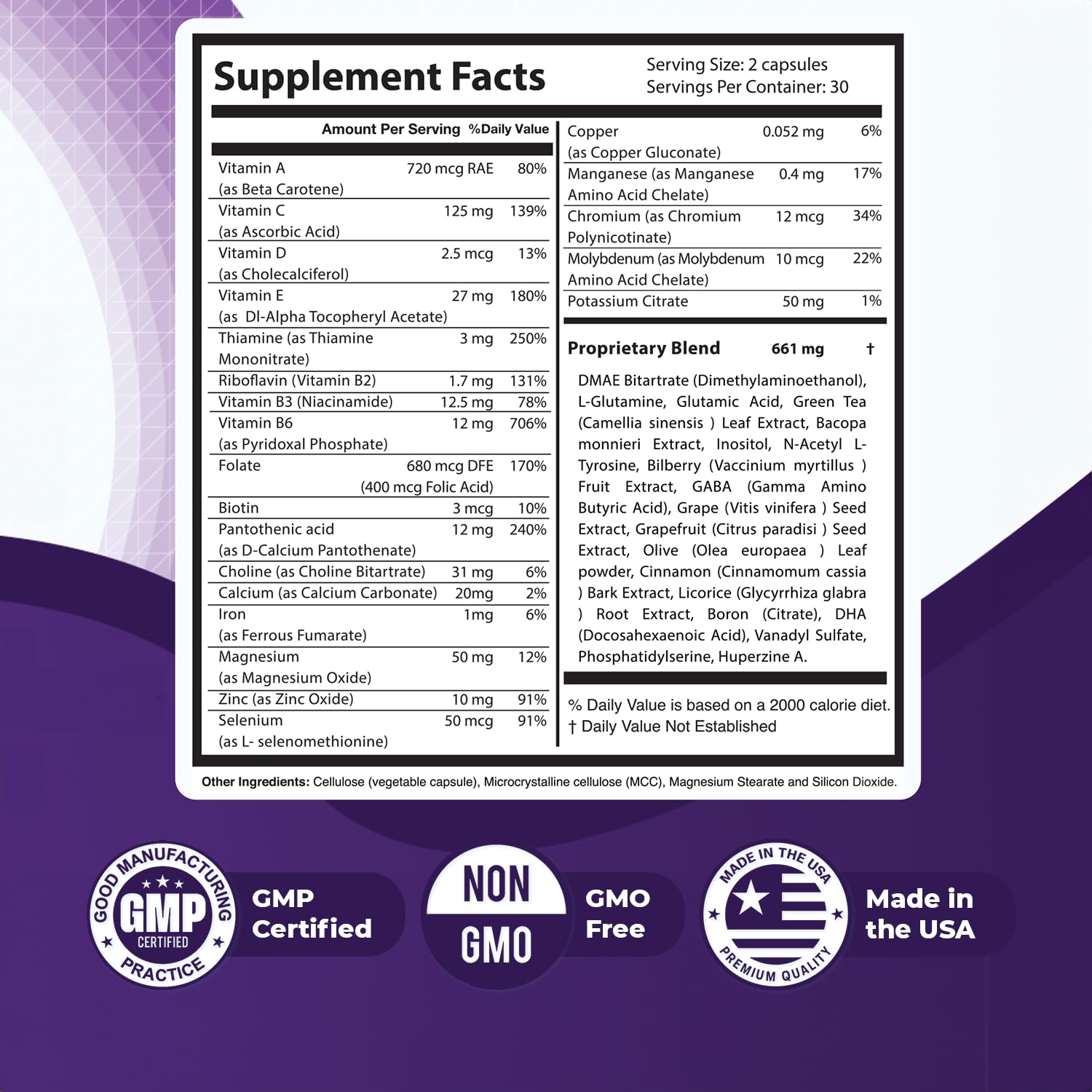 Memopezil ingredients list highlights vitamins, minerals, and botanicals for balanced support.