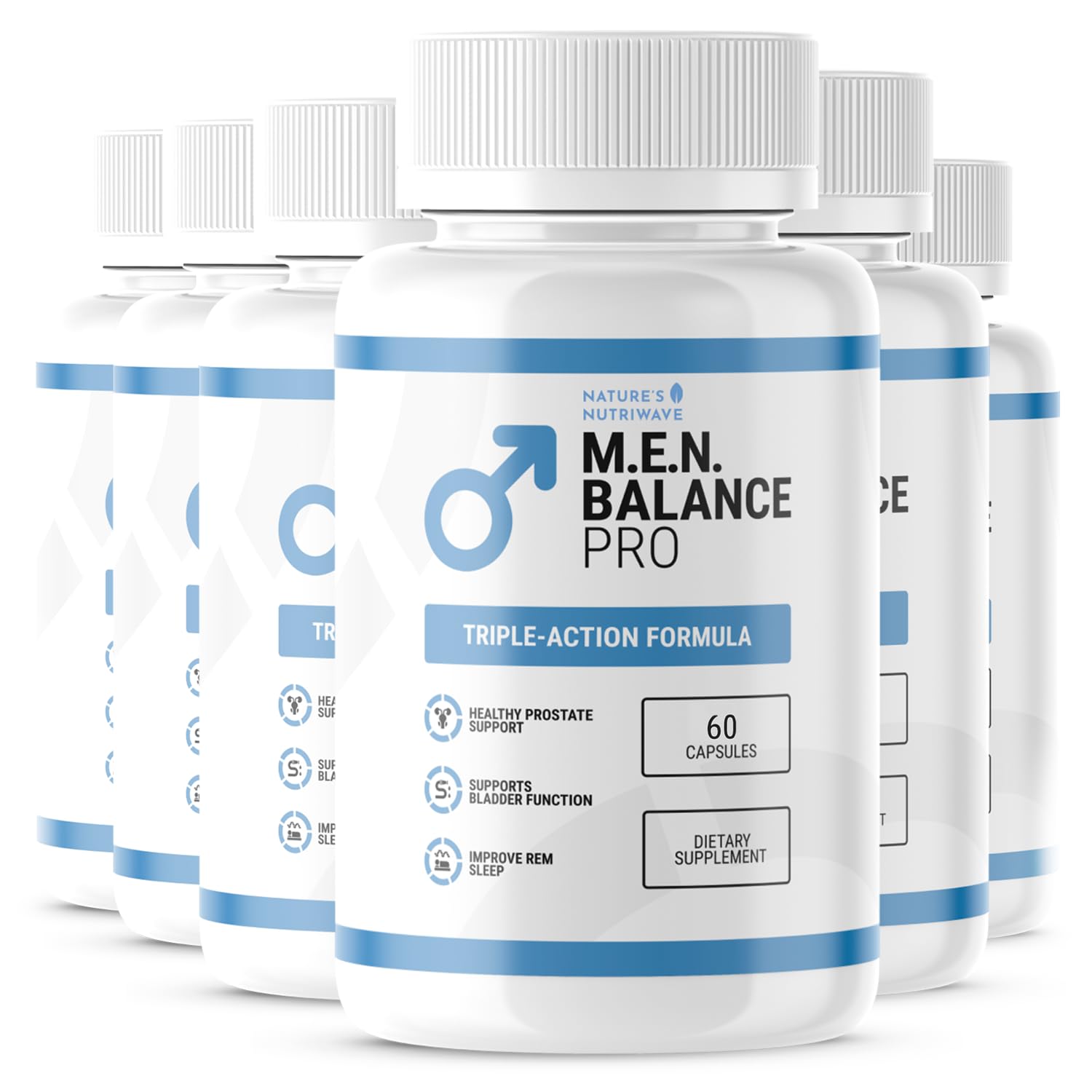 Nature’s NutriWave Men Balance Pro bottle with plant-based capsules for daily vitality