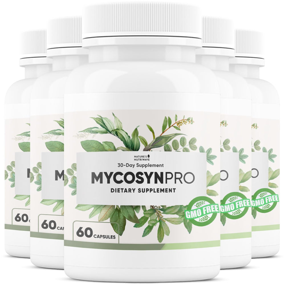 Nature's NutriWave Mycosyn Pro bottle on a clean surface, supports daily wellness