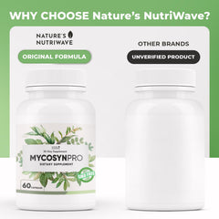 Nature's NutriWave Mycosyn Pro lifestyle image showing capsules ready to take with meals
