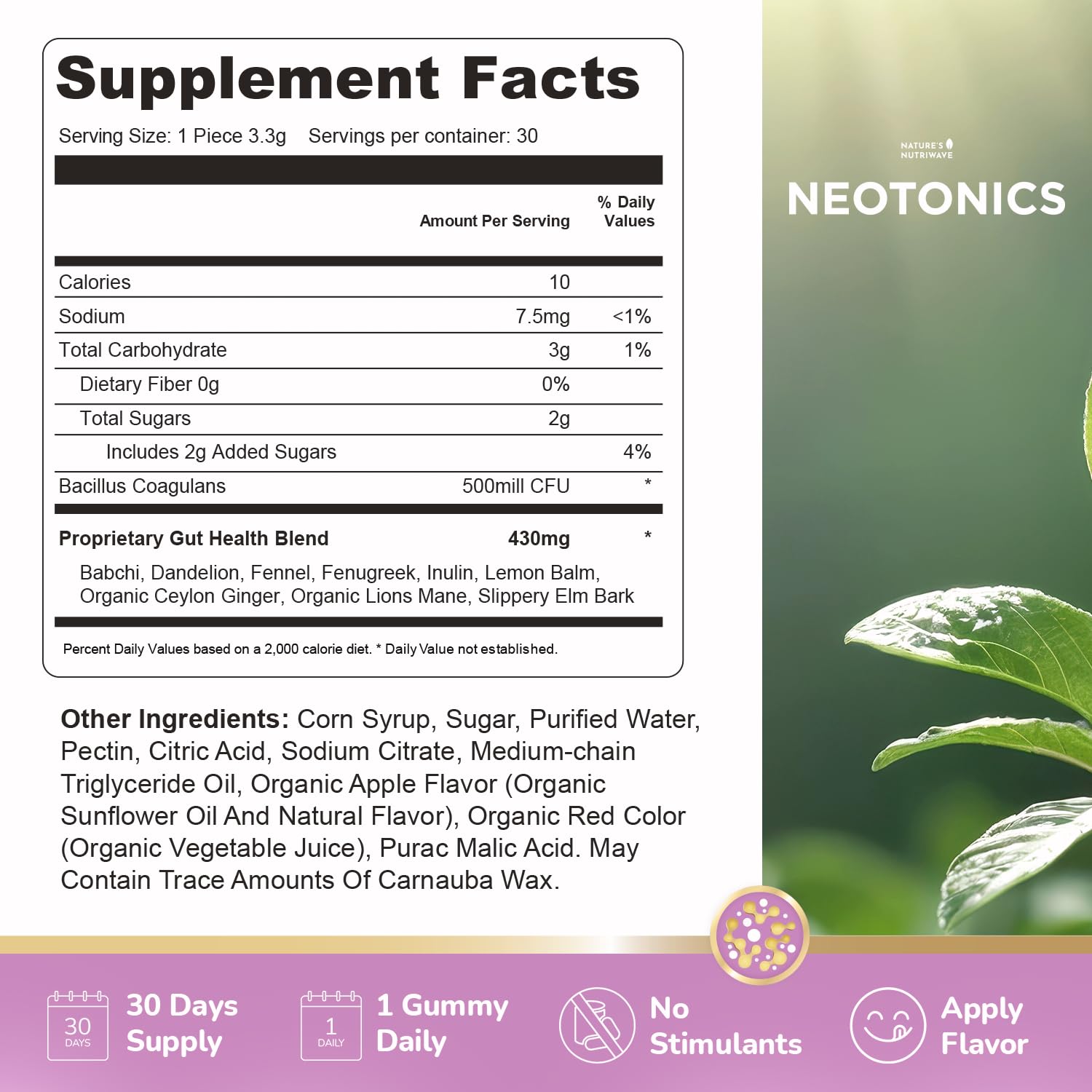 Nature’s NutriWave Neotonics packaging label front with branding and flavor info