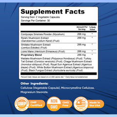 Nature’s NutriWave Nervolink ingredients blend with cordyceps, reishi, lion’s mane.