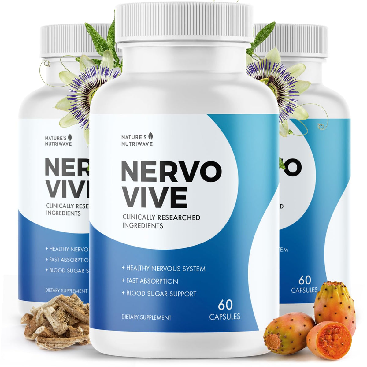 Nature’s NutriWave Nervovive bottle for daily nerve support and balance.