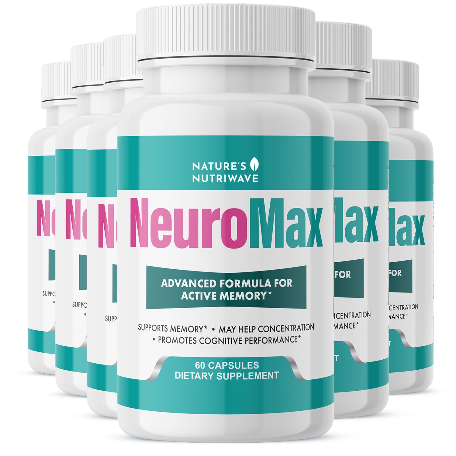 NeuroMax bottle front with clear label for daily wellness