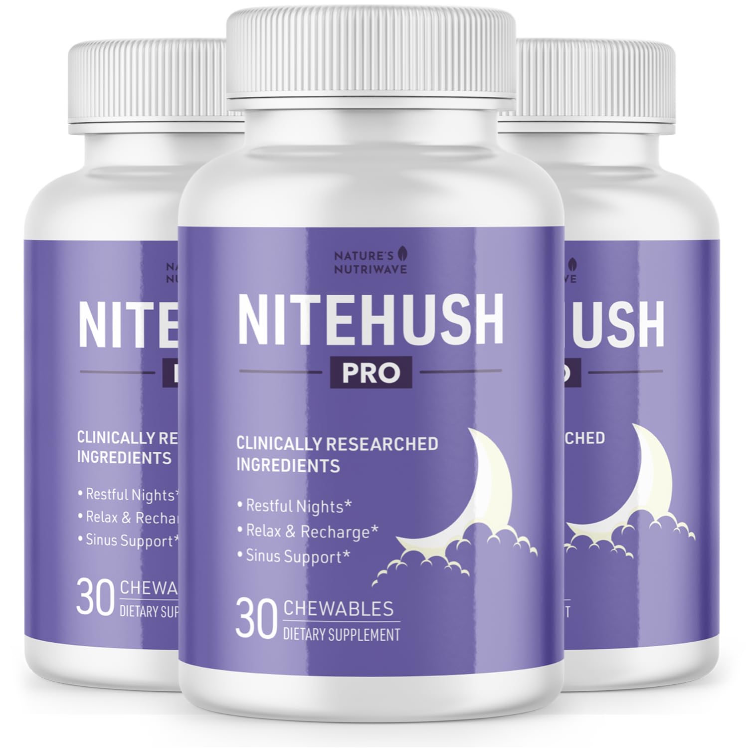 Nature’s NutriWave NiteHush Pro bottle label for a calm evening routine.