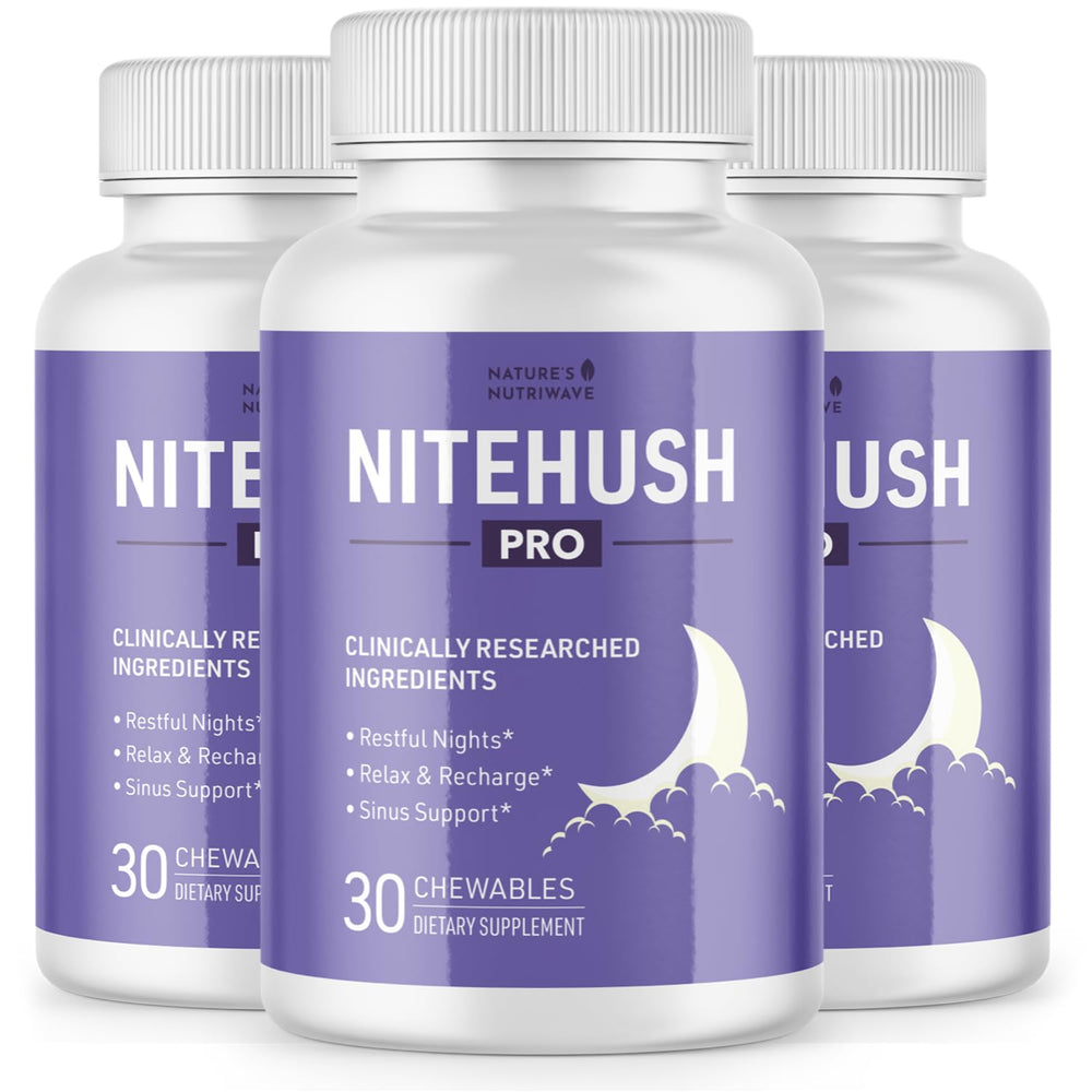 Nature’s NutriWave NiteHush Pro bottle label for a calm evening routine.