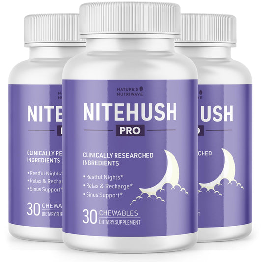 Nature’s NutriWave NiteHush Pro bottle label for a calm evening routine.