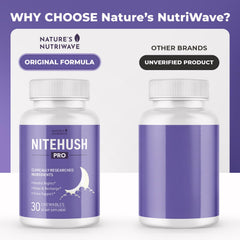 Nature’s NutriWave NiteHush Pro packaging emphasizing USA-made GMP-certified quality.