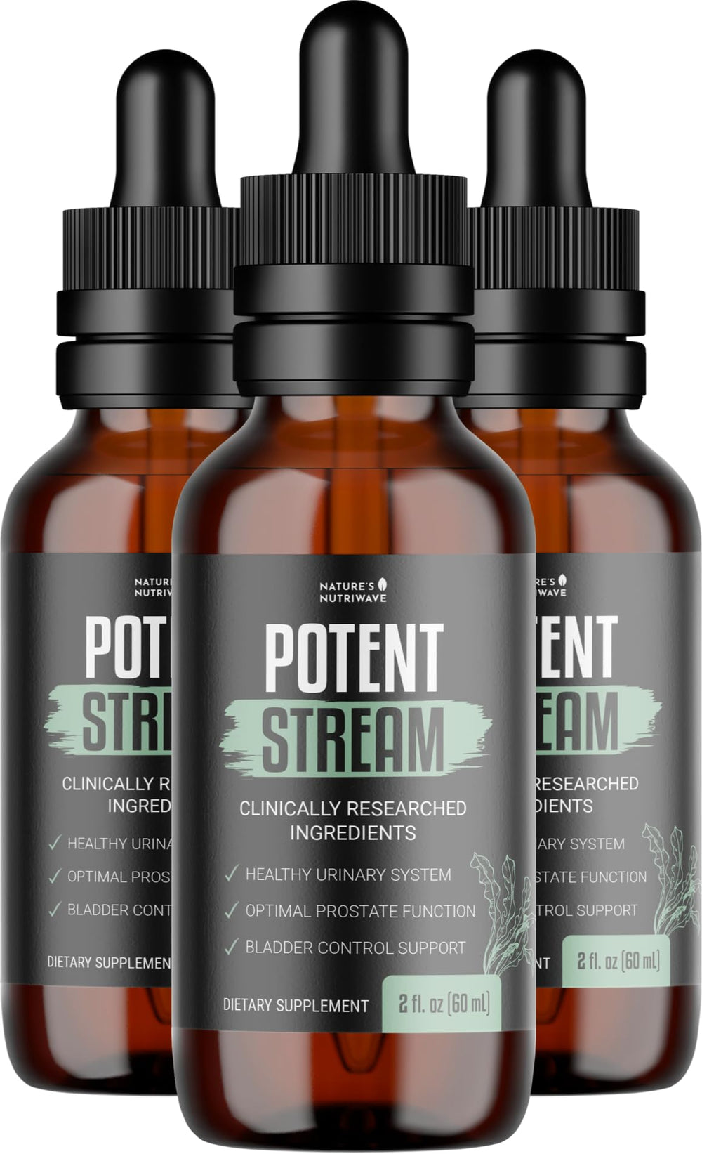 Nature's NutriWave PotentStream Drops bottle showing the original formula for daily routine support.