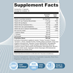 Close-up of Quietum Plus label highlighting GMP-certified, non-GMO formulation