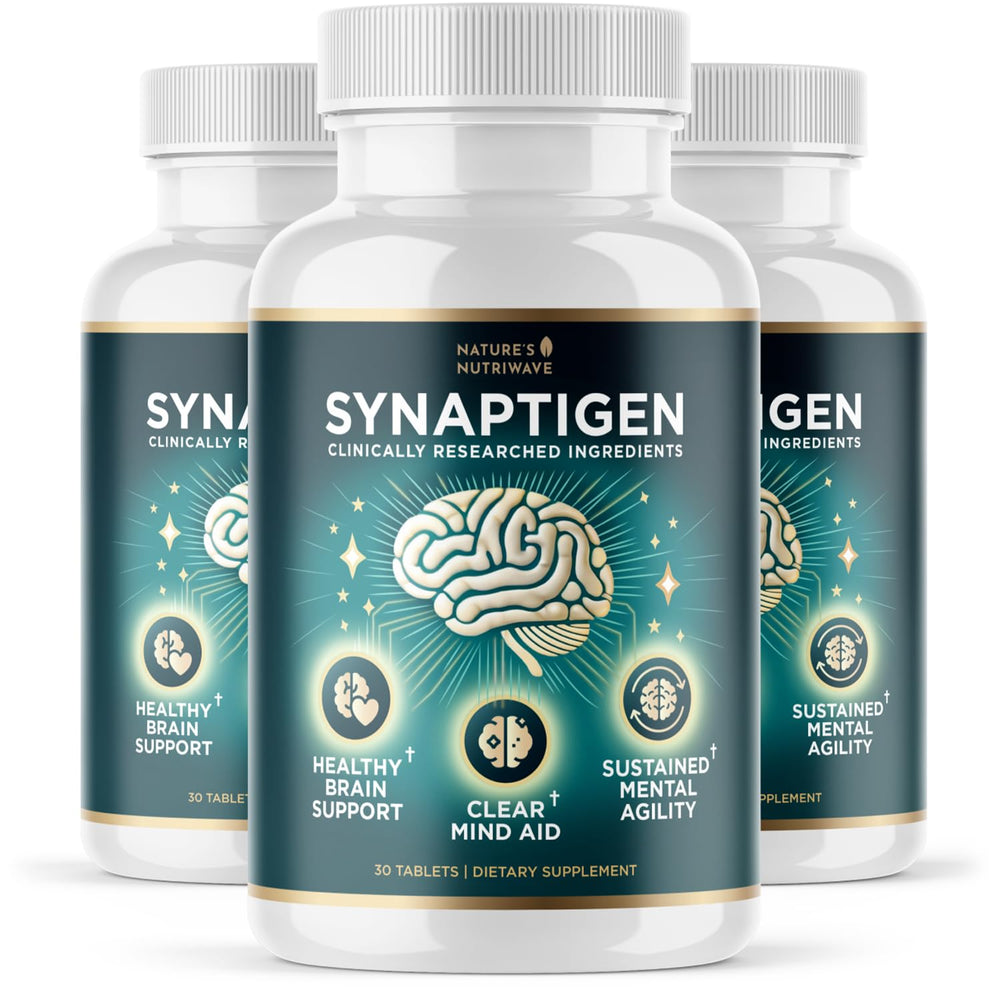 Nature's NutriWave Synaptigen bottle promoting daily wellness with probiotic blend