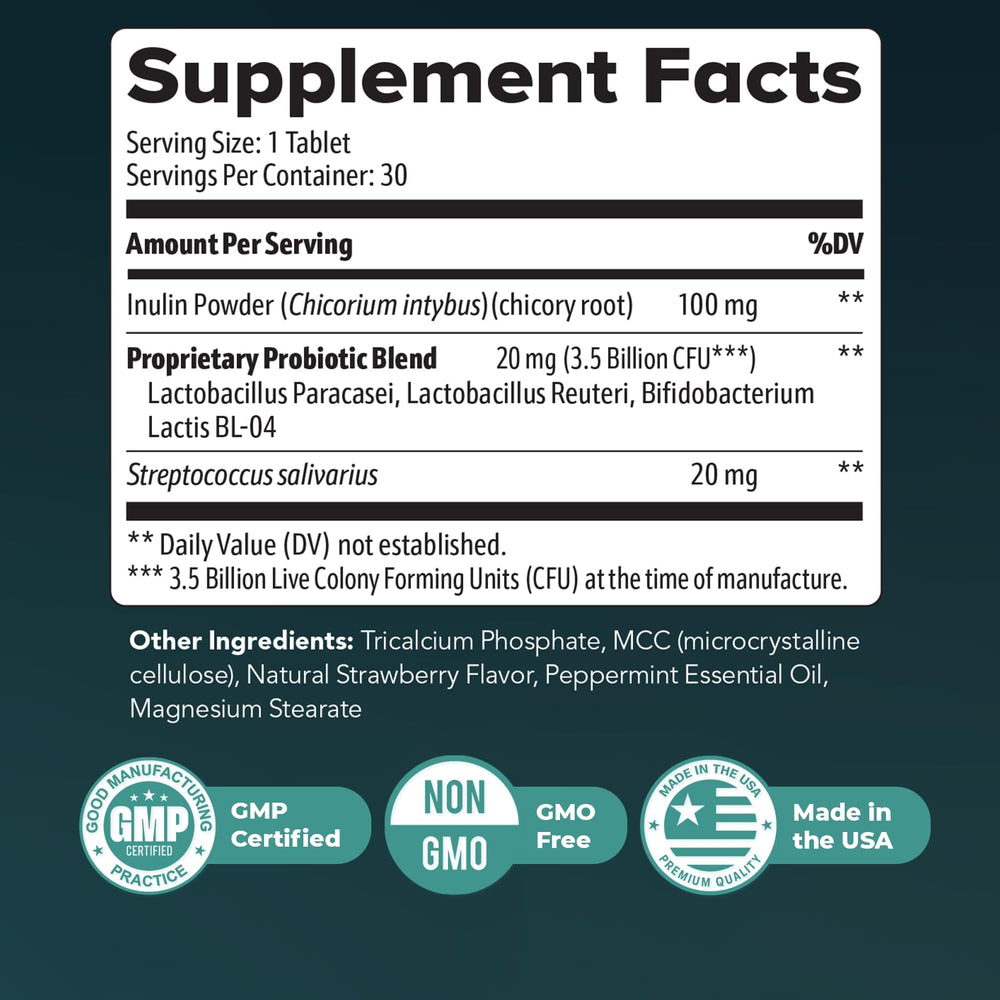 Synaptigen ingredients panel highlighting inulin powder and probiotic strains