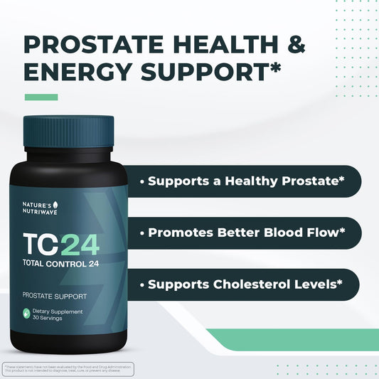 Nature's NutriWave TC24 bottle label highlights natural ingredients for daily energy support.