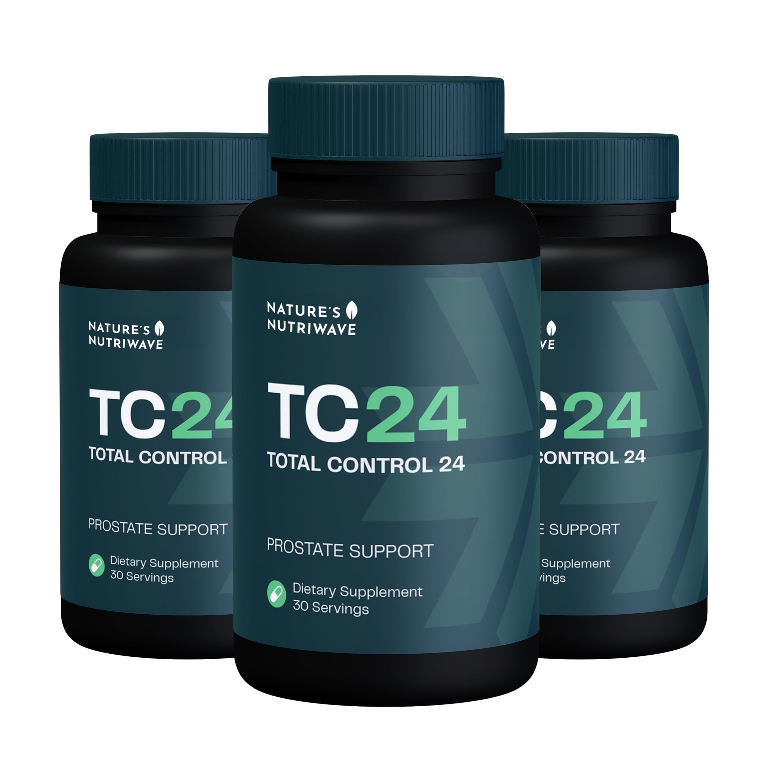 Nature's NutriWave TC24 bottle with capsules for daily stimulant-free use.