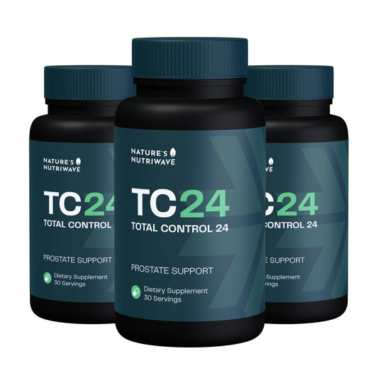 Nature's NutriWave TC24 bottle with capsules for daily stimulant-free use.