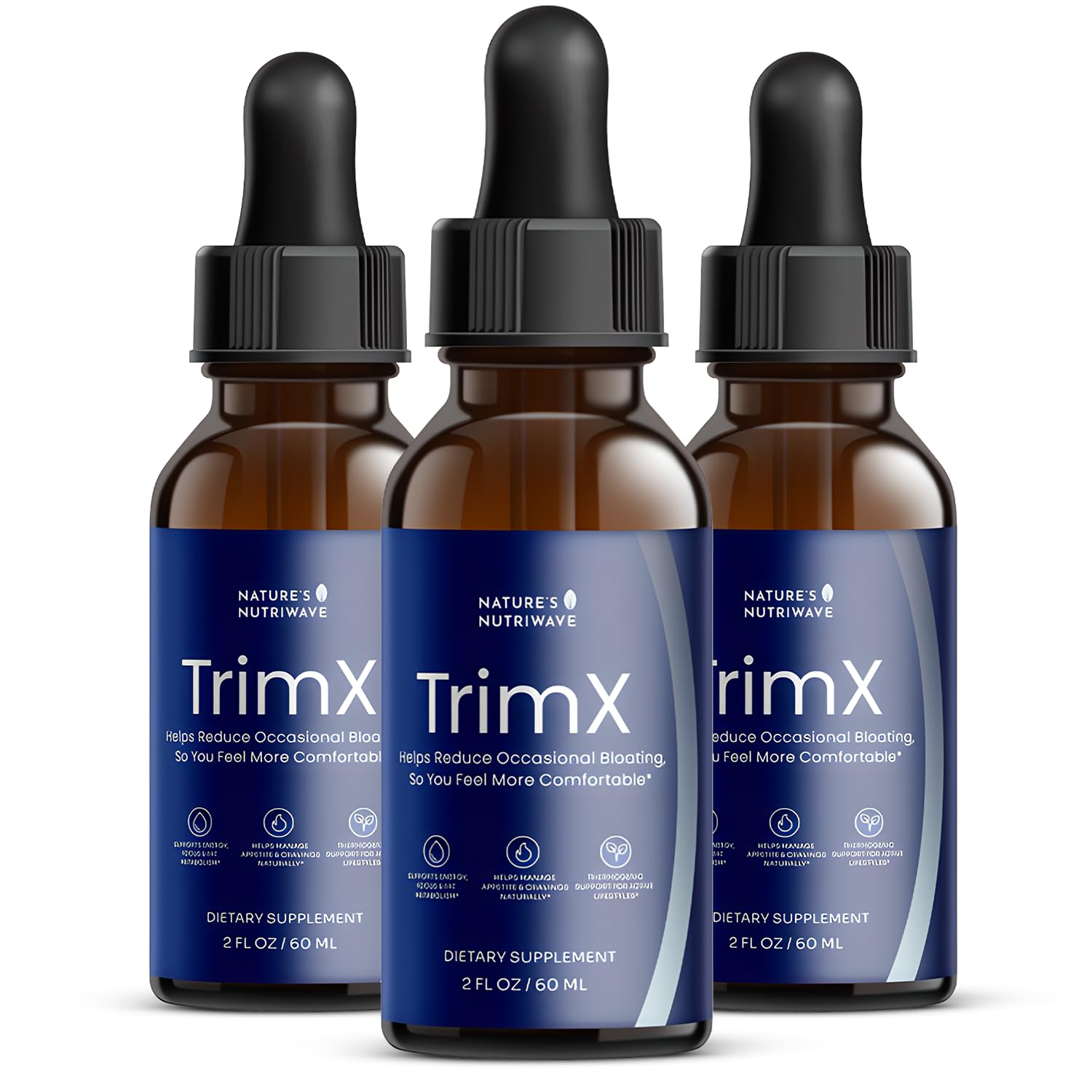 Nature’s NutriWave TrimX bottle and dropper for effortless daily dosing on the go