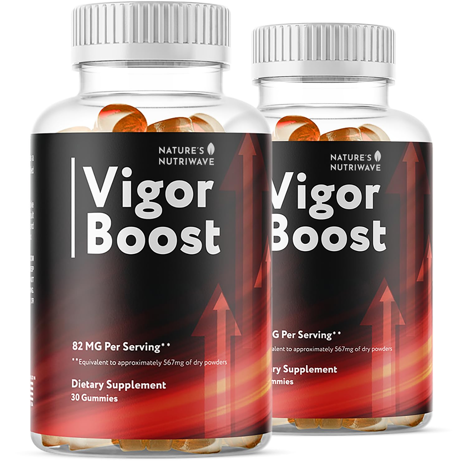 Nature’s NutriWave VigorBoost gummies bottle shown for convenient daily use.
