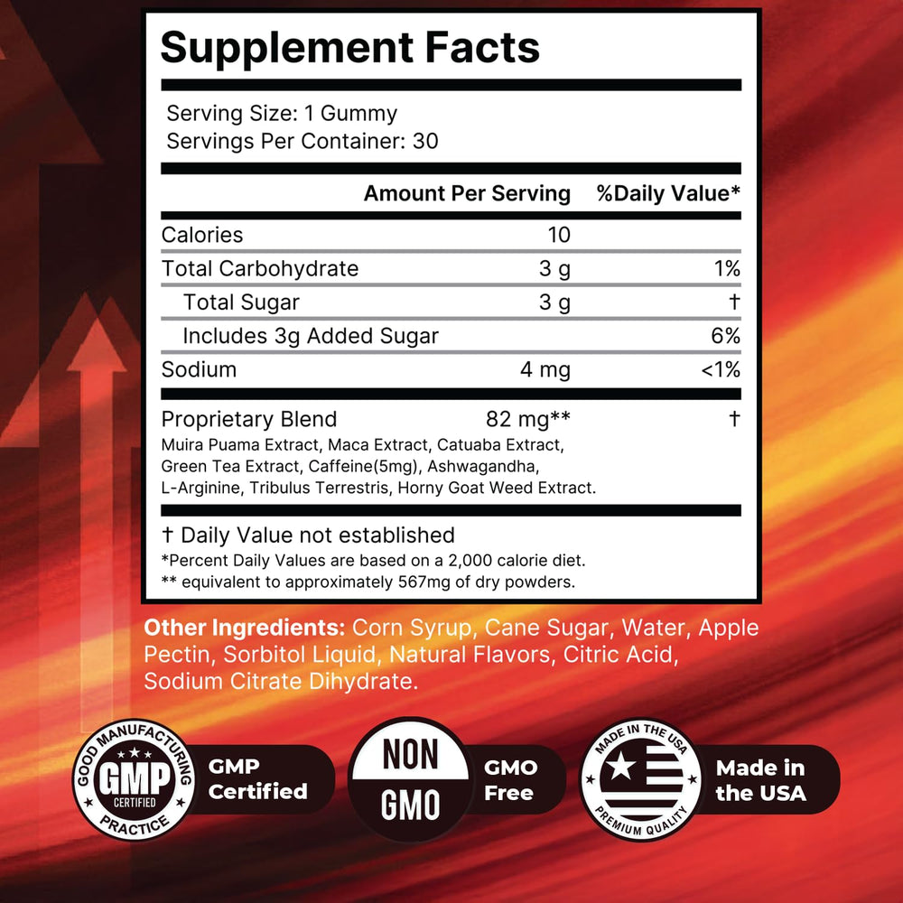 Maca and muira puama spotlight the plant-based blend for daily vitality.