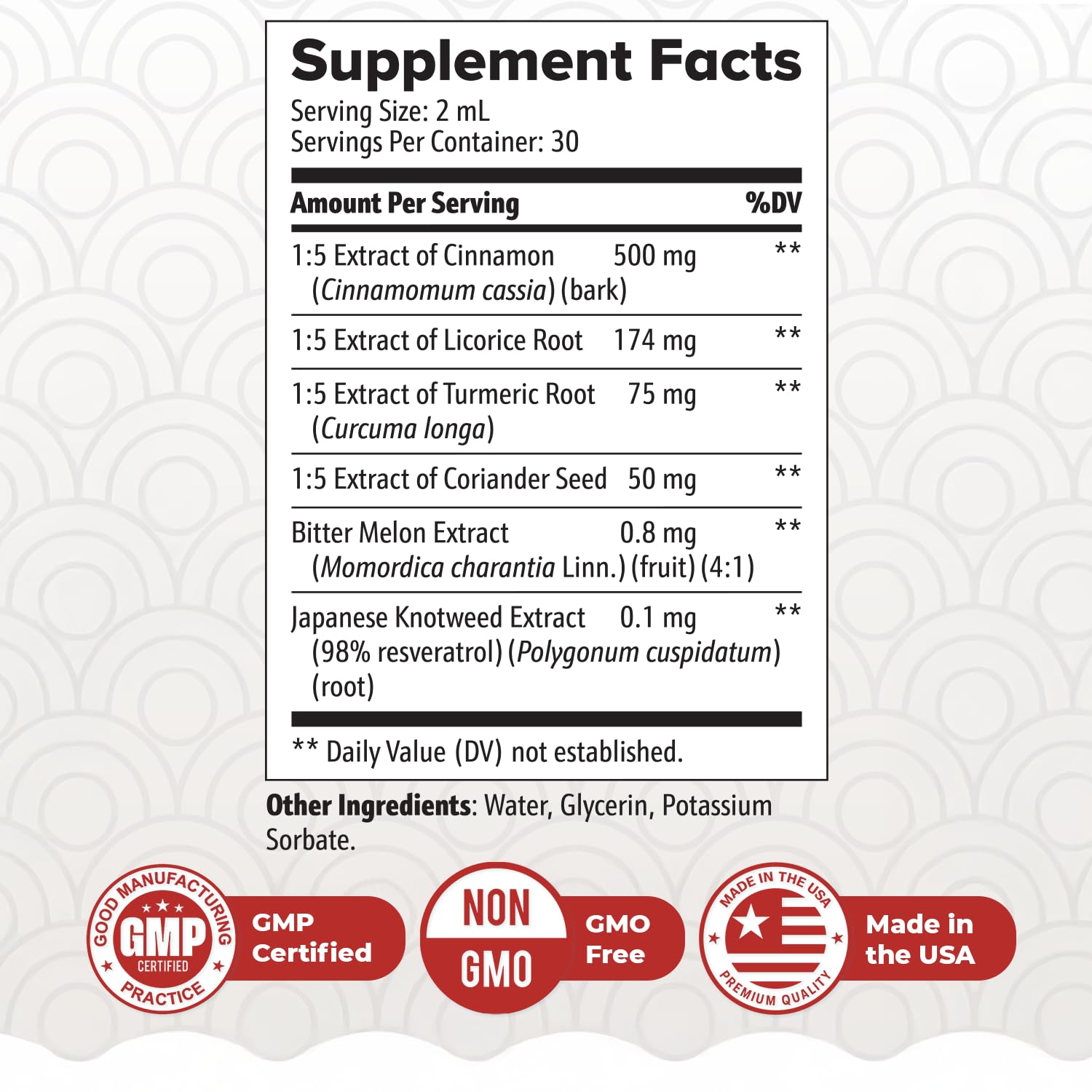 Nature’s NutriWave ZenSulin label close-up highlighting cinnamon and turmeric for natural ingredients